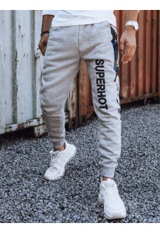 Spodnie męskie dresowe z nadrukiem jasnoszare Dstreet UX4446