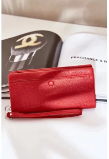 Duży Portfel Damski Z Tłoczeniem Eko Skóra Czerwony Martiel