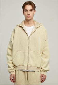 Heavy Stone Washed 90's Zip Hoodie unionbeige