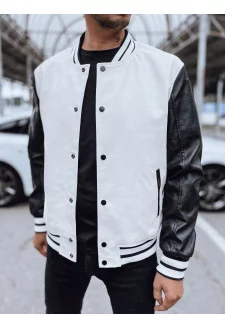 Kurtka męska bejsbolówka skorzana ecru Dstreet TX4708