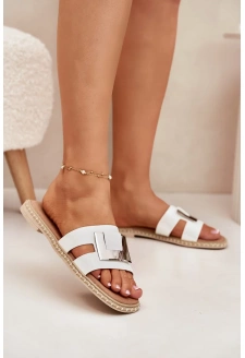 Klapki Damskie Płaskie Z Ozdobnym Detalem Artiker 56C1334 Białe