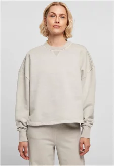 Ladies Heavy Terry Garment Dye Crewneck warmgrey