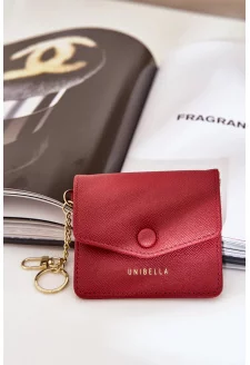 Etui Na Karty Ze Złotym Brelokiem Eko Skóra Bordowe Iritinme