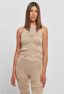 Ladies Short Crochet Knit Neckholder Top softseagrass