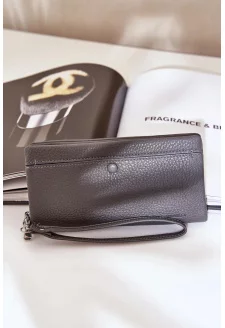 Duży Portfel Damski Z Tłoczeniem Eko Skóra Szary Martiel