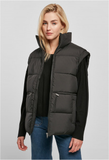 Ladies Waisted Puffer Vest black