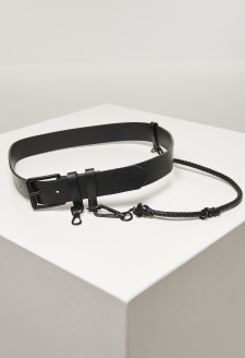 Imitation Leather Belt With Key Chain black