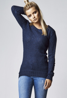 Ladies Long Wideneck Sweater navy