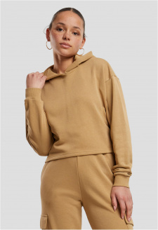 Ladies Oversized Cropped Light Terry Hoodie unionbeige