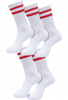 Double Stripe Socks 5-Pack white/cityred