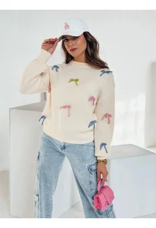 Sweter damski one size TIELUSH w małe koakrdki beżowy Dstreet MY2357