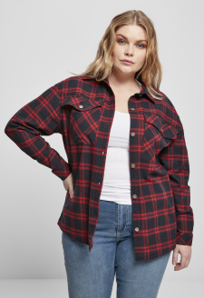 Ladies Oversized Overshirt midnightnavy/red