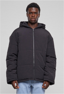 Hooded Block Puffer Jacket black