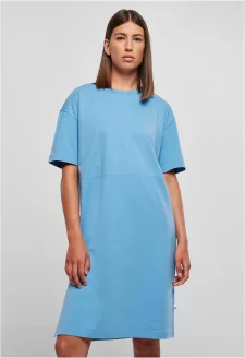 Ladies Organic Oversized Slit Tee Dress horizonblue