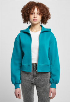 Ladies Short Oversized Zip Jacket watergreen