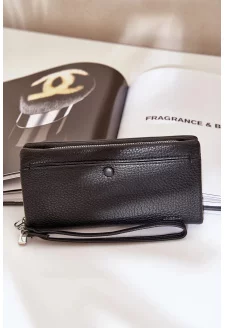 Duży Portfel Damski Z Tłoczeniem Eko Skóra Czarne Martiel