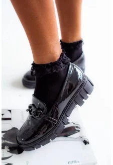 Skarpetki Damskie Bawełniane Z Koronką Czarne