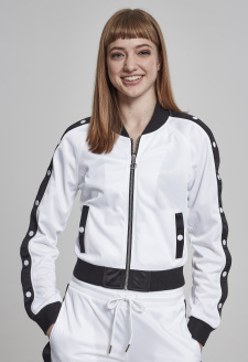 Ladies Button Up Track Jacket wht/blk/wht