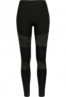 Ladies Laces Inset Leggings black