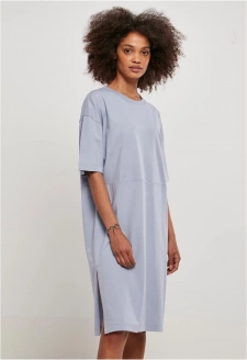 Ladies Organic Oversized Slit Tee Dress violablue