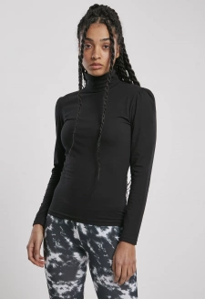 Ladies Puffer Sleeve Turtleneck L/S black