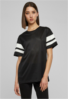 Ladies Stripe Mesh Tee blk/wht