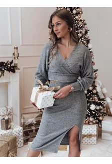 Komplet damski one size COASTAL dzianinowy ciemnoszary Dstreet AY1119