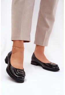 Skórzane Baleriny Z Ozdobą D&A MK51-059 Czarne