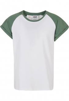 Girls Contrast Raglan Tee white/salvia