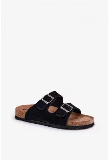 Zamszowe Klapki Damskie Z Klamrami Big Star RR274A390 Czarne