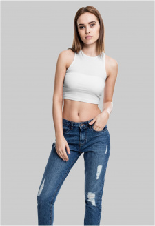 Ladies Cropped Rib Top white