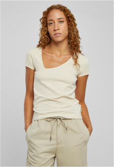 Ladies Organic Asymmetric Neckline Tee whitesand