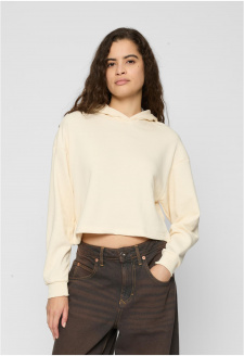 Ladies Oversized Cropped Light Terry Hoodie whitesand