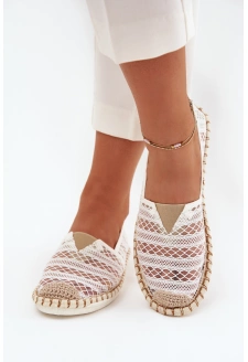 Koronkowe Espadryle Damskie Z Siateczką Białe Faylira