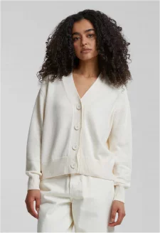 Ladies Rib Cardigan whitesand