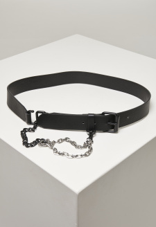 Imitation Leather Belt With Metal Chain black