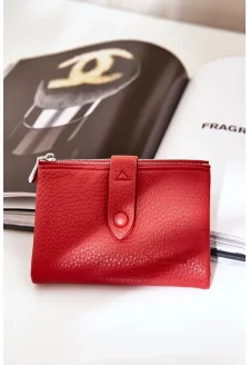 Eko Skórzany Portfel Damski Czerwony Bronica