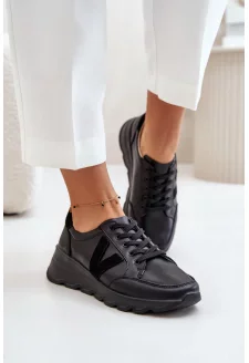Skórzane Buty Sportowe Damskie Vinceza 7918 Czarne