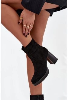 Botki Damskie Na Słupku Czarne Pavinne