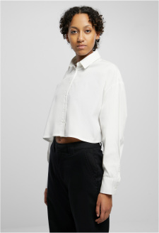 Ladies Cropped Oversized Blouse white