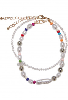 Various Pearl Layering Anklet multicolor