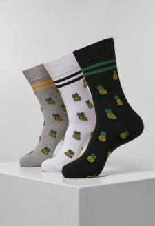 Recycled Yarn Pineapple Socks 3-Pack white/heather grey/black