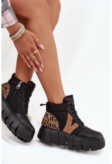 Skórzane Botki Damskie Na Platformie Ocieplane Vinceza 66838 Czarne