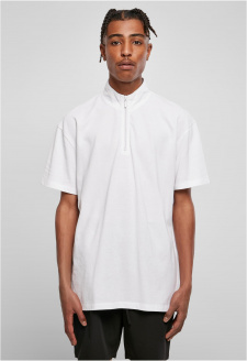 Boxy Zip Pique Tee white