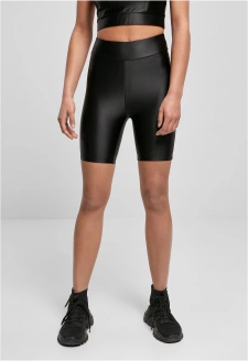 Ladies Highwaist Shiny Metallic Cycle Shorts black