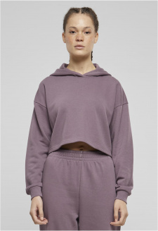 Ladies Oversized Cropped Light Terry Hoodie fadedpurple