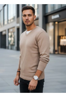 Sweter męski w serek kamelowy Dstreet WX2318