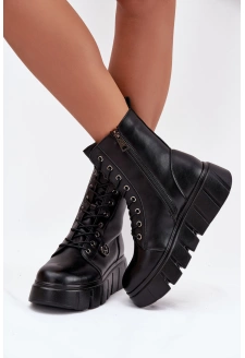 Botki Workery Damskie Na Platformie Ocieplane Vinceza 58588 Czarne