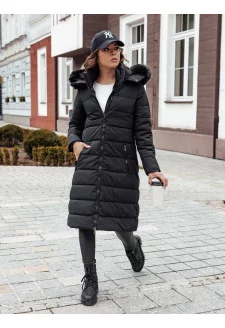 Płaszcz zimowy damski futerko z kapturem ITEM czarna Dstreet TY4539