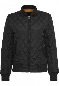 Ladies Diamond Quilt Nylon Jacket black